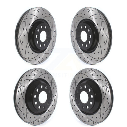 [Avant + Arrière] Kit de disque (percé rainuré revêtu) de frein pour Volkswagen GTI Audi Golf R S3 Q3 Arteon A3 Quattro KD-100381