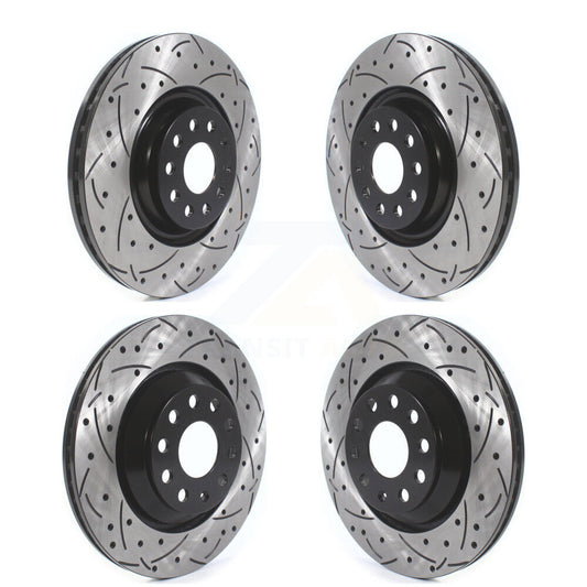 [Avant + Arrière] Kit de disque (percé rainuré revêtu) de frein pour Volkswagen GTI Audi Golf R S3 Q3 Arteon A3 Quattro KD-100381