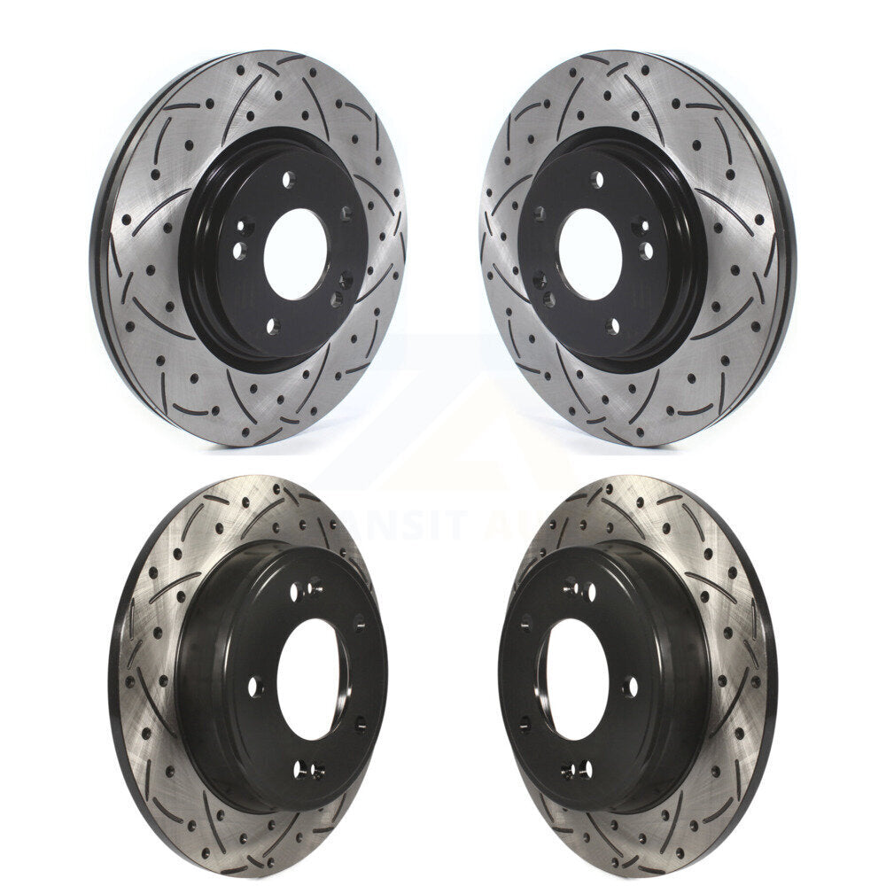 [Avant + Arrière] Kit de disque (percé rainuré revêtu) de frein pour Kia Soul Forte KD-100384