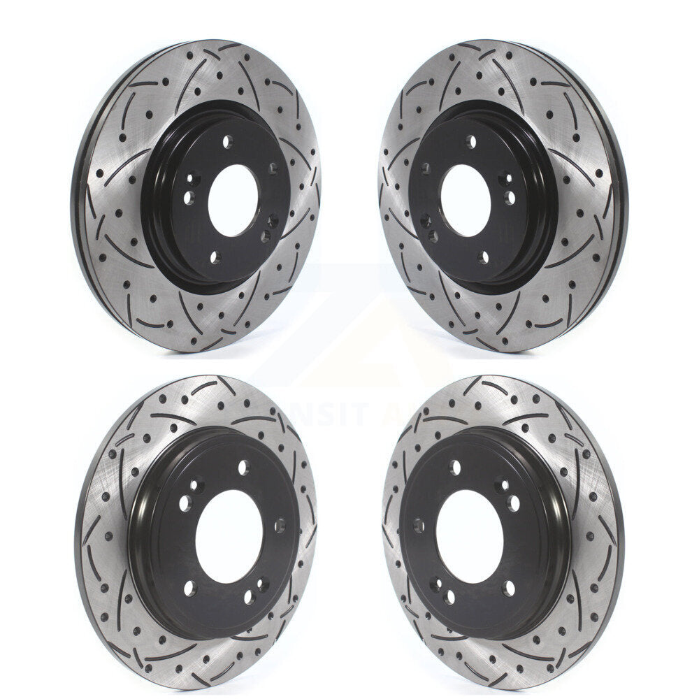 [Avant + Arrière] Kit de disque (percé rainuré revêtu) de frein pour Hyundai Elantra Kia Forte Veloster KD-100385