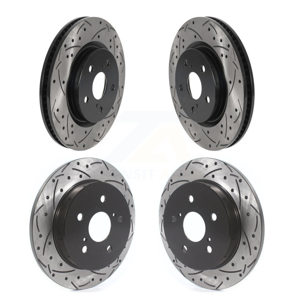 [Avant + Arrière] Kit de disque (percé rainuré revêtu) de frein pour Toyota Camry RAV4 Lexus ES350 Avalon ES300h UX250h UX200 C-HR Venza ES250 Corolla Cross KD-100394