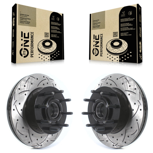 [Avant] Kit d'ensemble disque (percé rainuré revêtu) de frein à disque (percé rainuré revêtu) et moyeu pour Ford F-250 Super Duty F-350 KD-100398