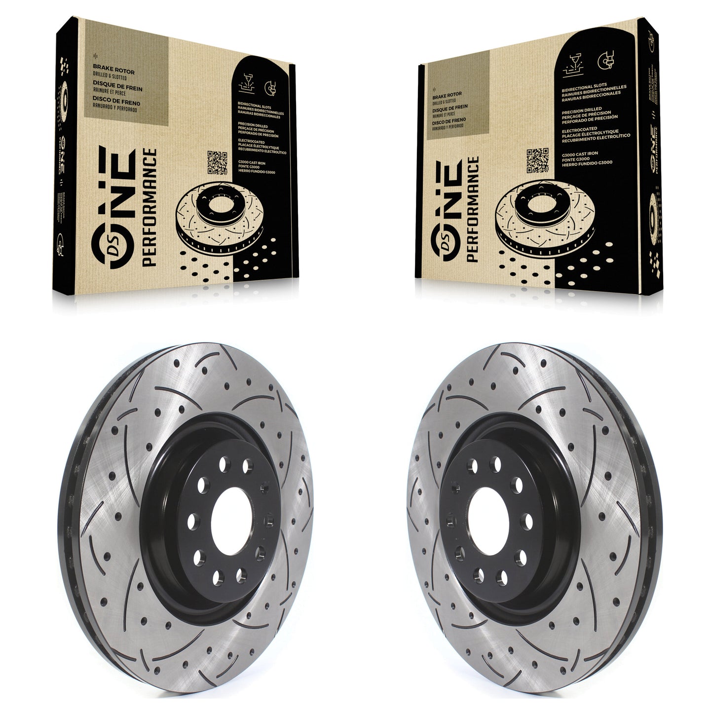 [Avant] Kit de disque (percé rainuré revêtu) de frein pour Volkswagen Tiguan Jetta GTI Audi Golf R S3 Q3 A3 Arteon Quattro KD-100404