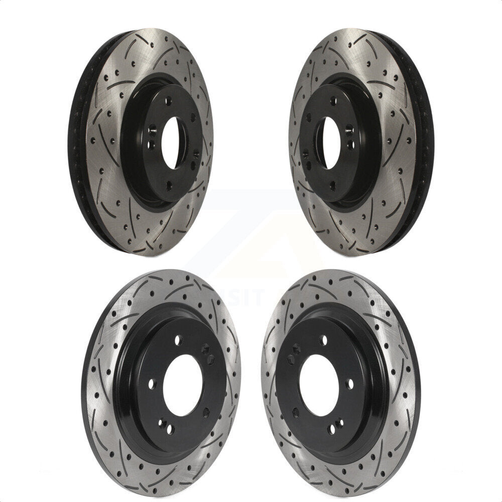 [Avant + Arrière] Kit de disque (percé rainuré revêtu) de frein pour Kia Optima Hyundai Sonata Soul EV KD-100480 par DS-One