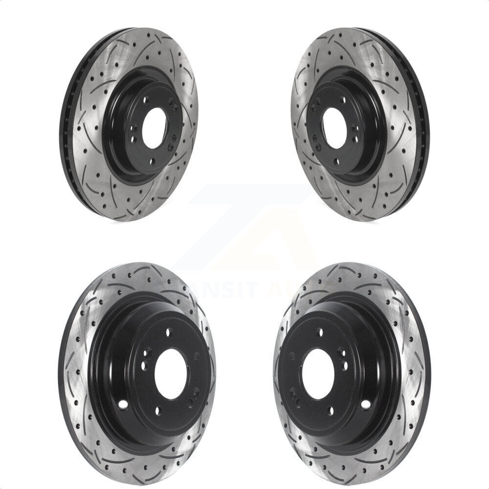 [Avant + Arrière] Kit de disque (percé rainuré revêtu) de frein pour Hyundai Genesis KD-100490 par DS-One