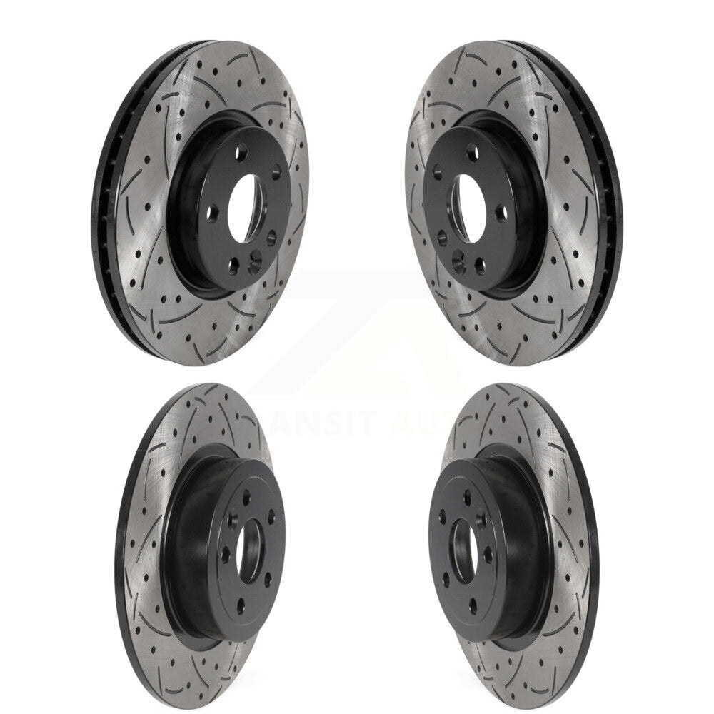 [Avant + Arrière] Kit de disque (percé rainuré revêtu) de frein pour 2016-2017 Land Rover Range Evoque avec 300mm Diameter Rotor KD-100493