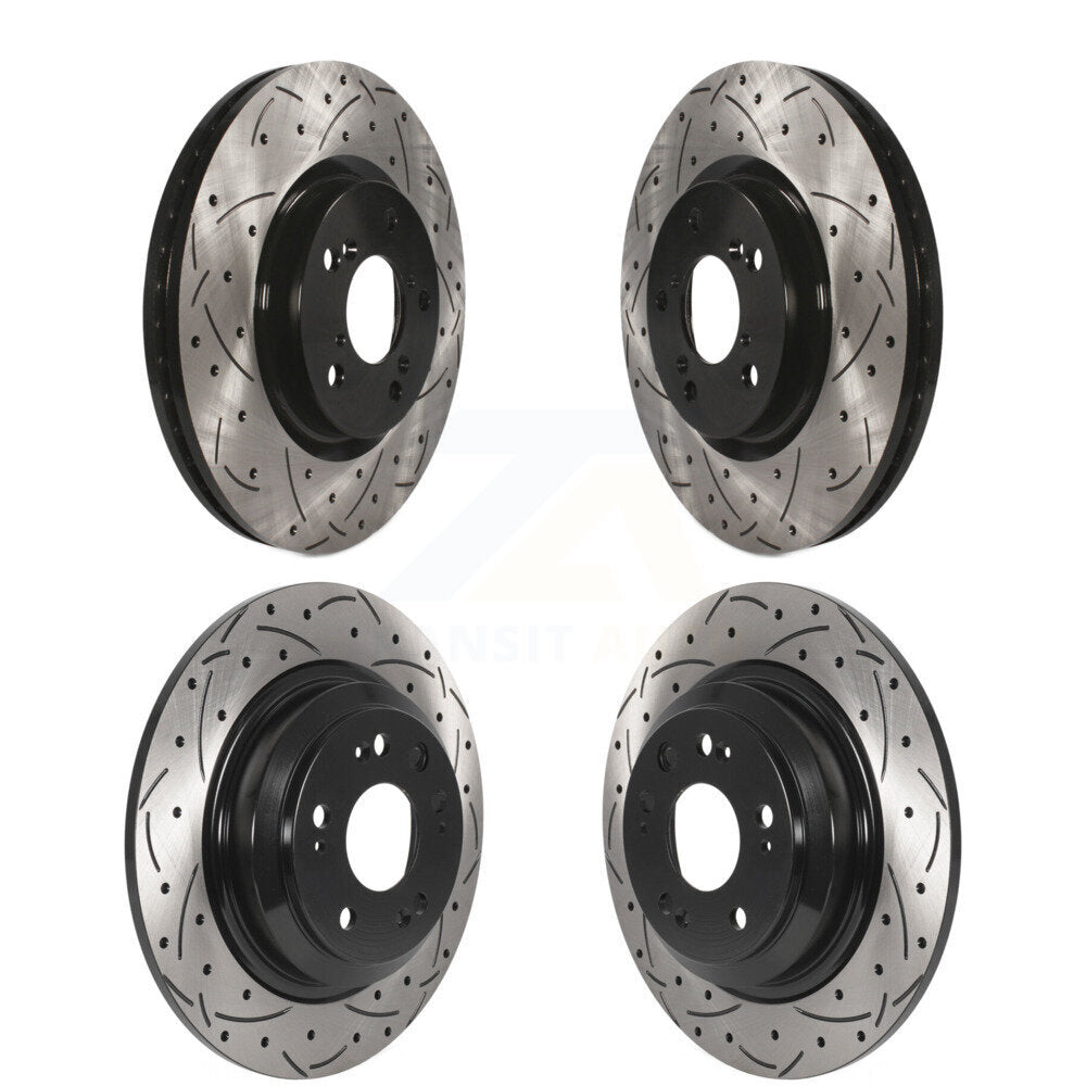 [Avant + Arrière] Kit de disque (percé rainuré revêtu) de frein pour 2009-2014 Acura TL KD-100495
