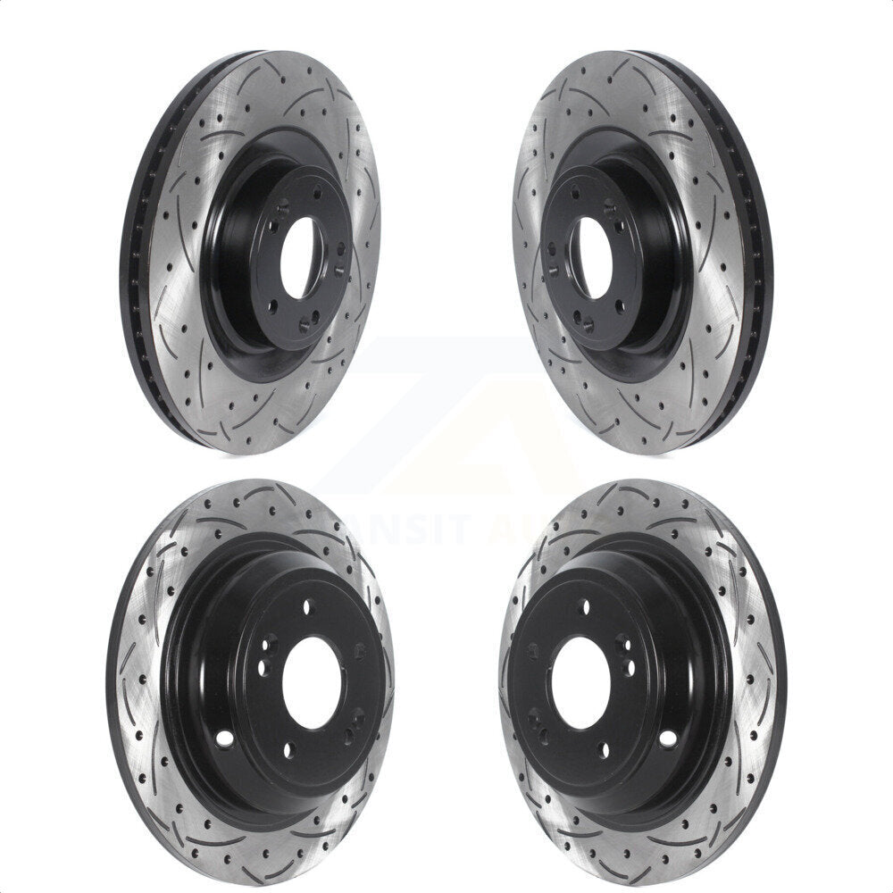 [Avant + Arrière] Kit de disque (percé rainuré revêtu) de frein pour Hyundai Genesis G80 Kia K900 KD-100496 par DS-One