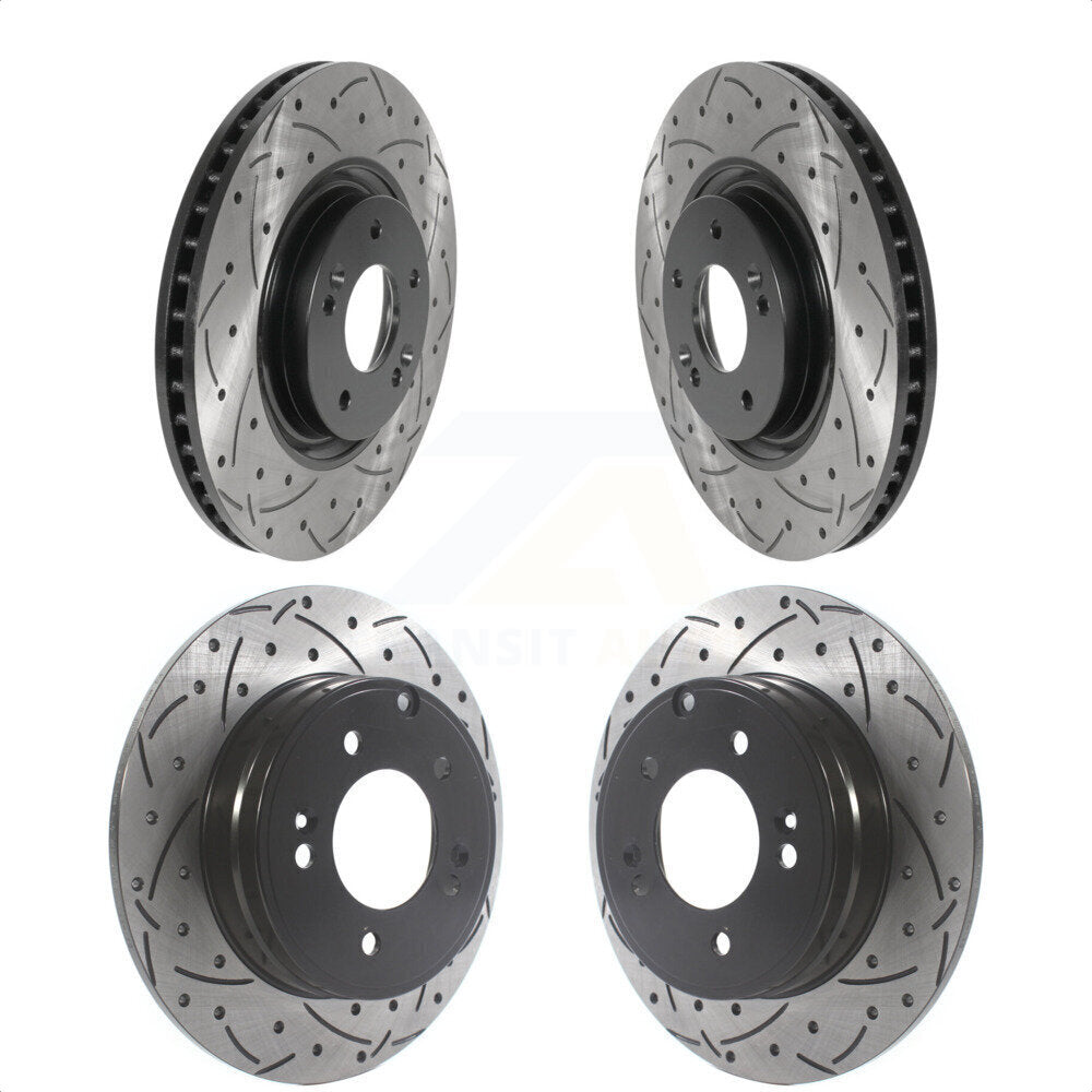 [Avant + Arrière] Kit de disque (percé rainuré revêtu) de frein pour Kia Optima Hyundai Tucson Azera Cadenza KD-100499 par DS-One