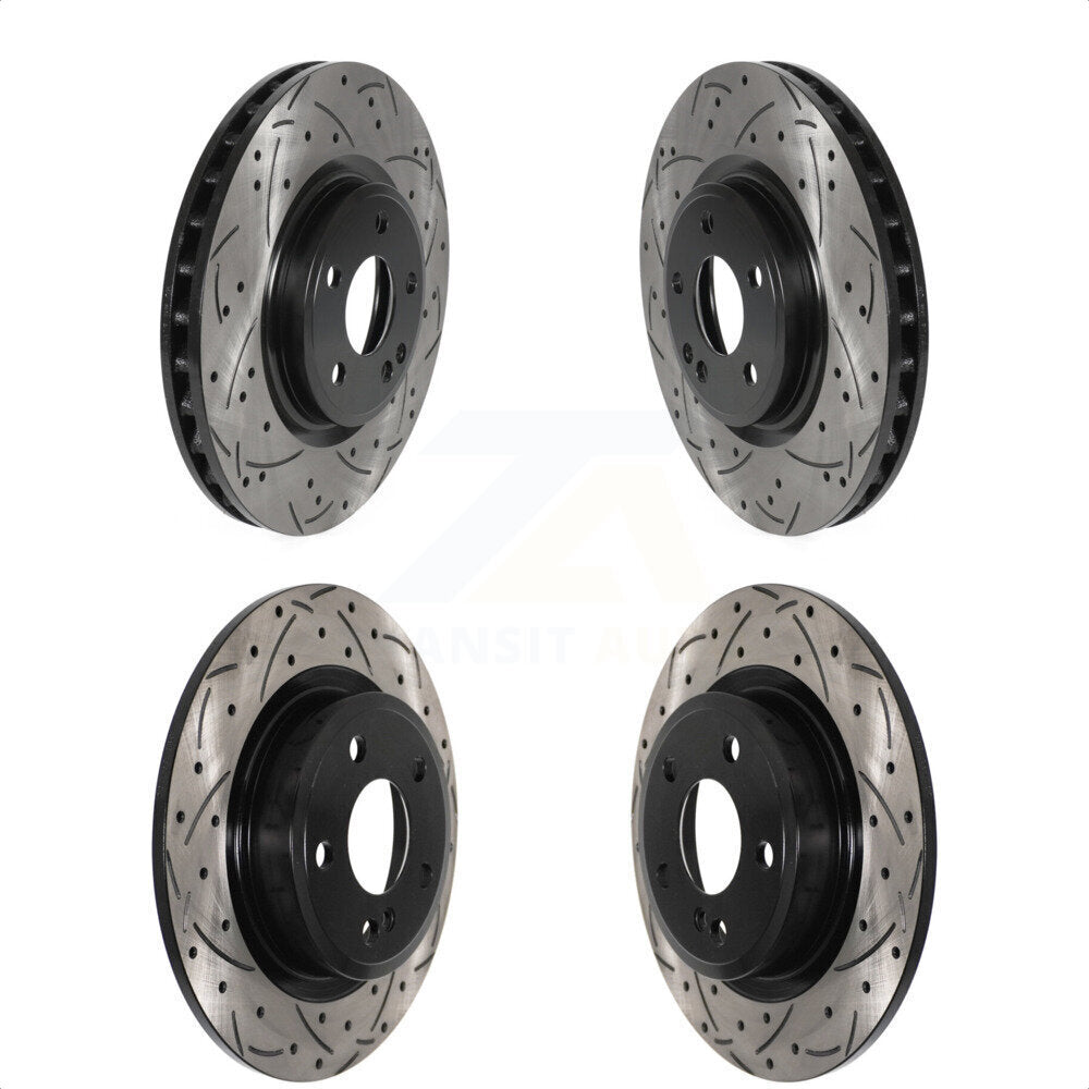 [Avant + Arrière] Kit de disque (percé rainuré revêtu) de frein pour Mercedes-Benz CLA250 GLA250 INFINITI QX30 B Electric Drive B250 KD-100509 par DS-One