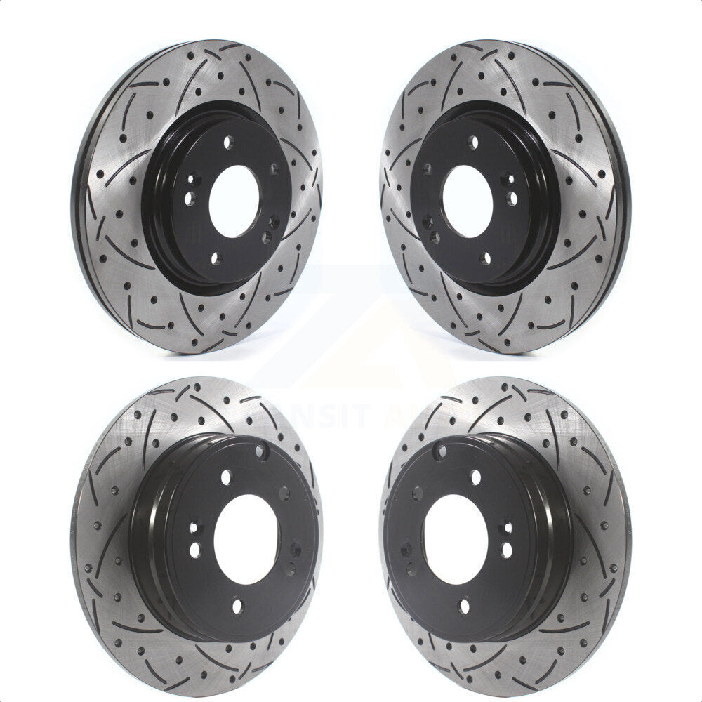 [Avant + Arrière] Kit de disque (percé rainuré revêtu) de frein pour Hyundai Sonata Kia Optima avec Manual Parking KD-100511 par DS-One