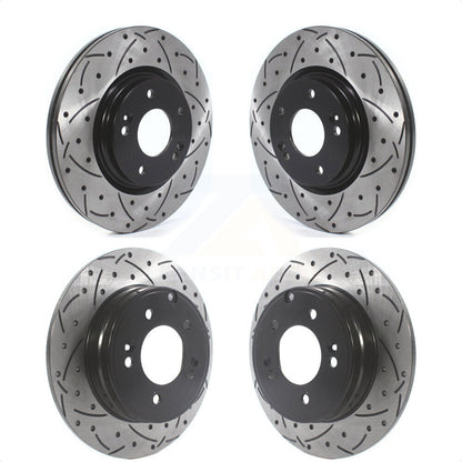 [Avant + Arrière] Kit de disque (percé rainuré revêtu) de frein pour Hyundai Sonata Kia Optima avec Manual Parking KD-100511 par DS-One