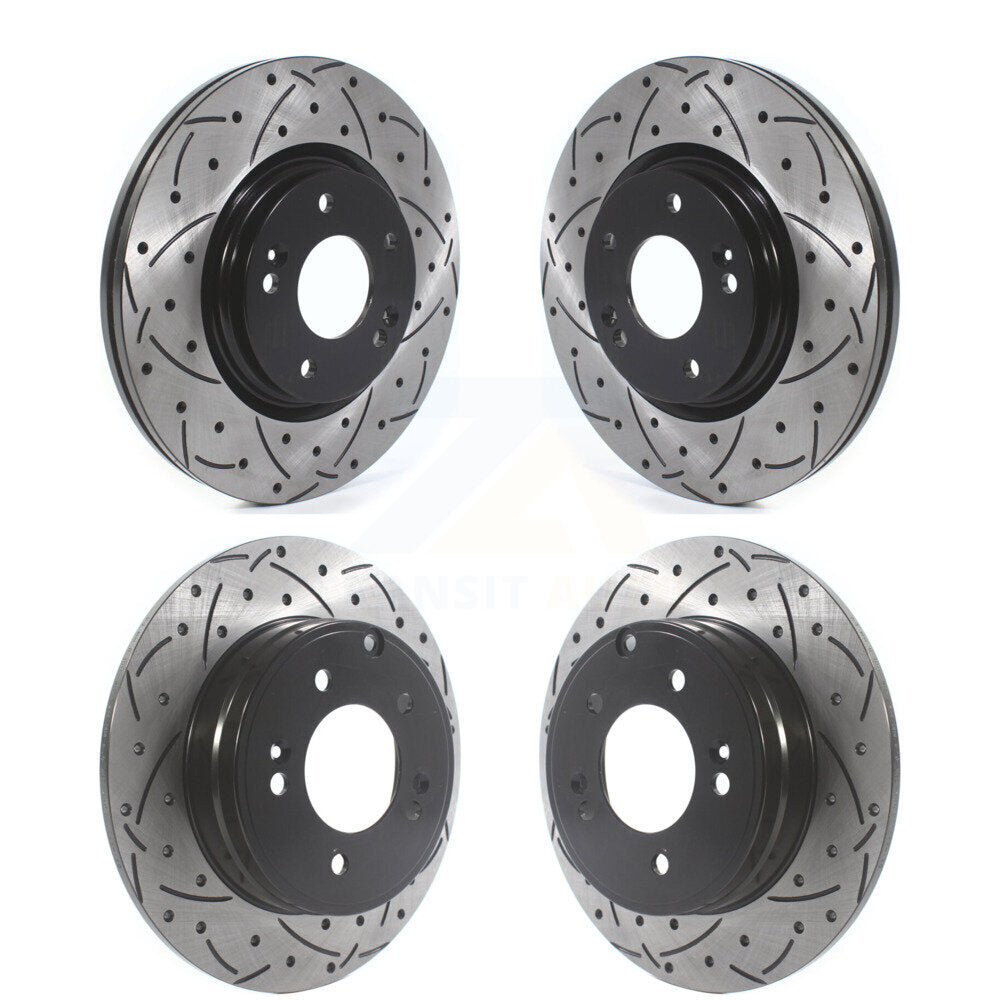[Avant + Arrière] Kit de disque (percé rainuré revêtu) de frein pour Hyundai Sonata Kia Optima avec Manual Parking KD-100511