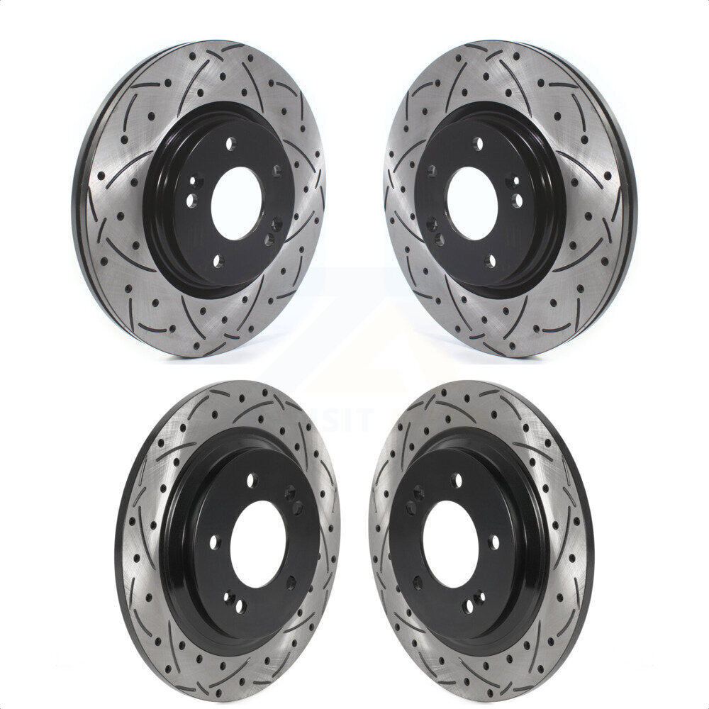 [Avant + Arrière] Kit de disque (percé rainuré revêtu) de frein pour Kia Optima Hyundai Sonata Elantra GT Forte KD-100512 par DS-One