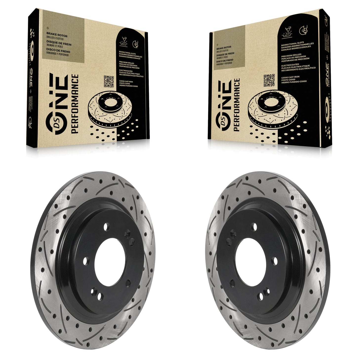 [Arrière] Kit de disque (percé rainuré revêtu) de frein pour Kia Optima Hyundai Sonata Niro Ioniq Cadenza Elantra GT Azera Soul EV K5 Forte Forte5 KD-100545