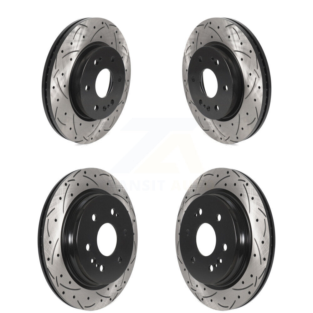 [Avant + Arrière] Kit de disque (percé rainuré revêtu) de frein pour Chevrolet Silverado 1500 GMC Sierra Cadillac Tahoe Yukon Suburban Escalade XL ESV LTD Limited KD-100595