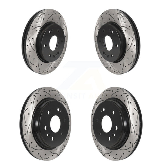 [Avant + Arrière] Kit de disque (percé rainuré revêtu) de frein pour Chevrolet Silverado 1500 GMC Sierra Cadillac Tahoe Yukon Suburban Escalade XL ESV LTD Limited KD-100595