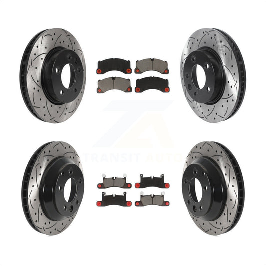 [Avant + Arrière] Kit de Disque et plaquette (céramique) de frein pour 2016-2017 Volkswagen Touareg KDC-100006 par Transit Auto