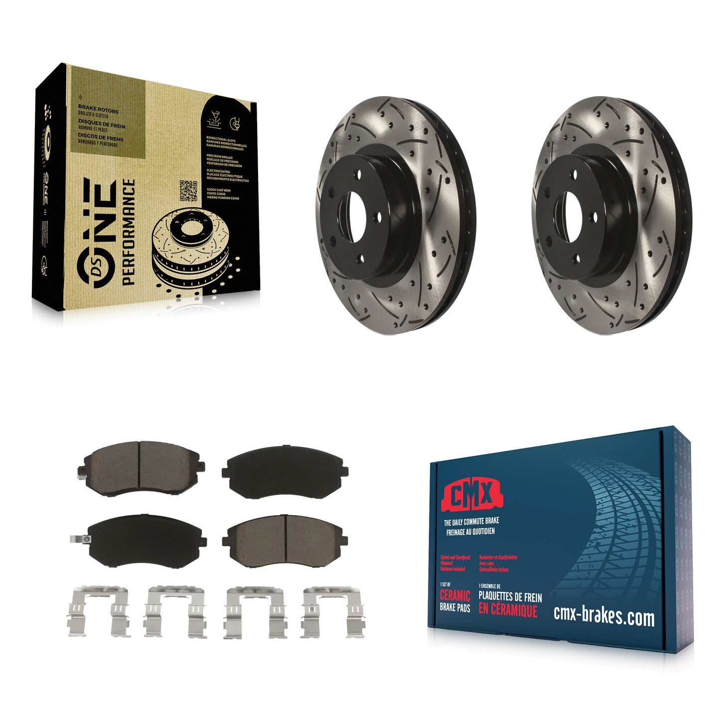 [Avant] Kit de disque (percé rainuré revêtu) et plaquette (céramique) de frein pour Subaru Impreza Legacy Saab 9-2X KDC-100009