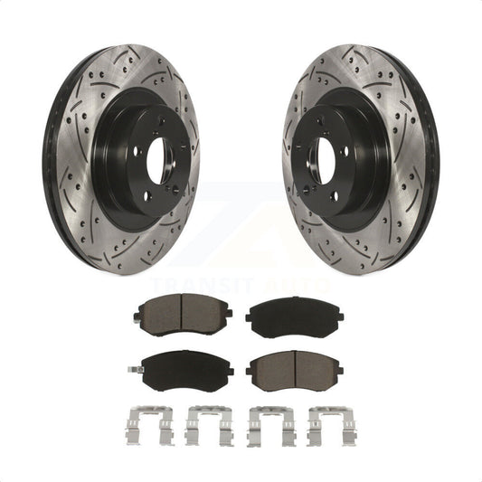 [Avant] Kit de disque (percé rainuré revêtu) et plaquette (céramique) de frein pour Subaru Outback Forester Legacy Impreza Baja Saab 9-2X KDC-100010 par Transit Auto