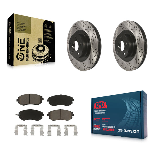 [Avant] Kit de disque (percé rainuré revêtu) et plaquette (céramique) de frein pour Subaru Outback Forester Legacy Impreza Baja Saab 9-2X KDC-100010