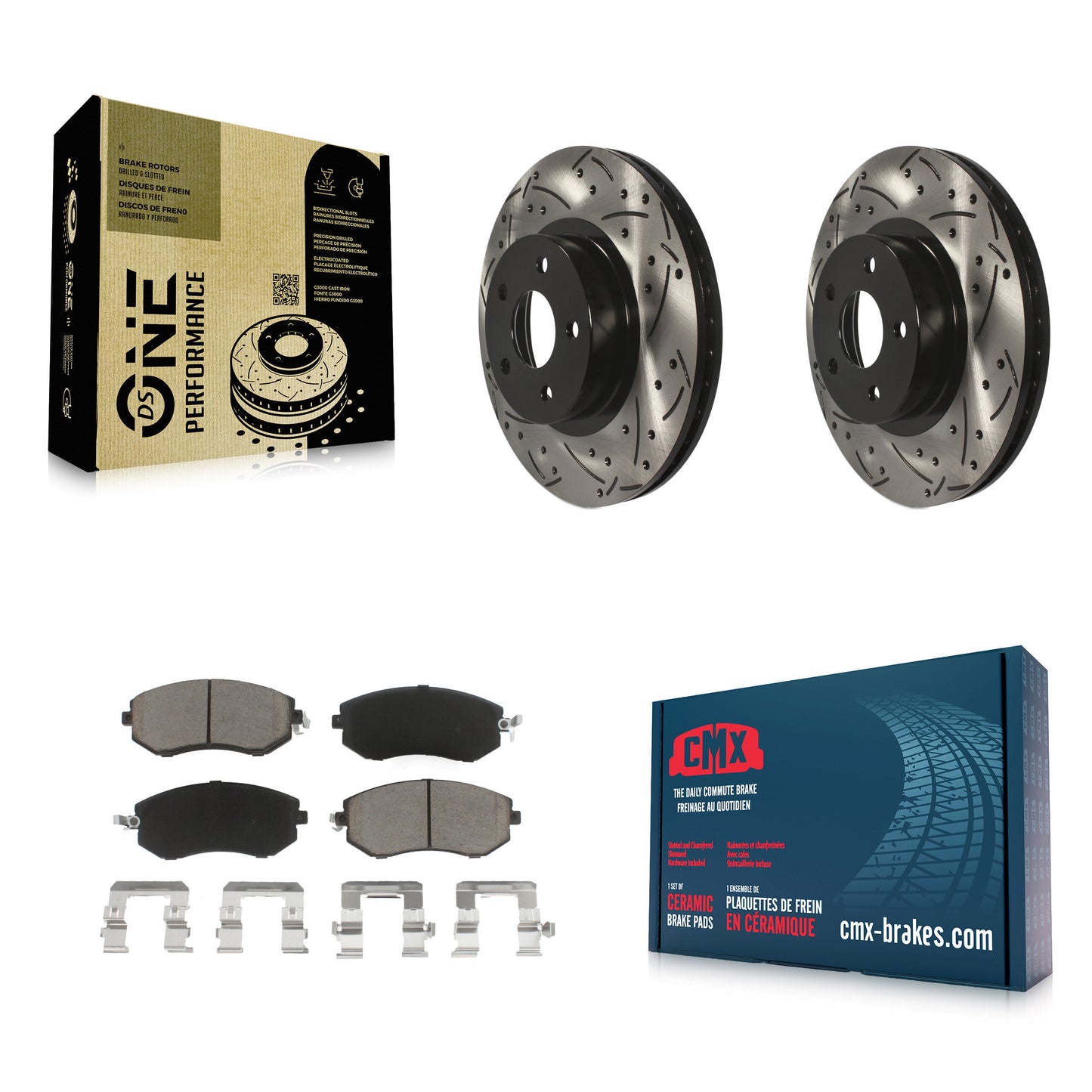 [Avant] Kit de disque (percé rainuré revêtu) et plaquette (céramique) de frein pour Subaru Impreza Scion FR-S BRZ KDC-100011
