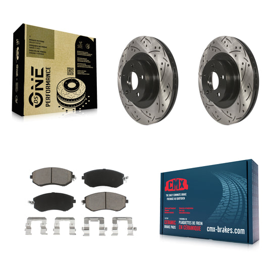 [Avant] Kit de disque (percé rainuré revêtu) et plaquette (céramique) de frein pour Subaru Forester Impreza Outback XV Crosstrek Legacy Scion FR-S BRZ Toyota 86 KDC-100012