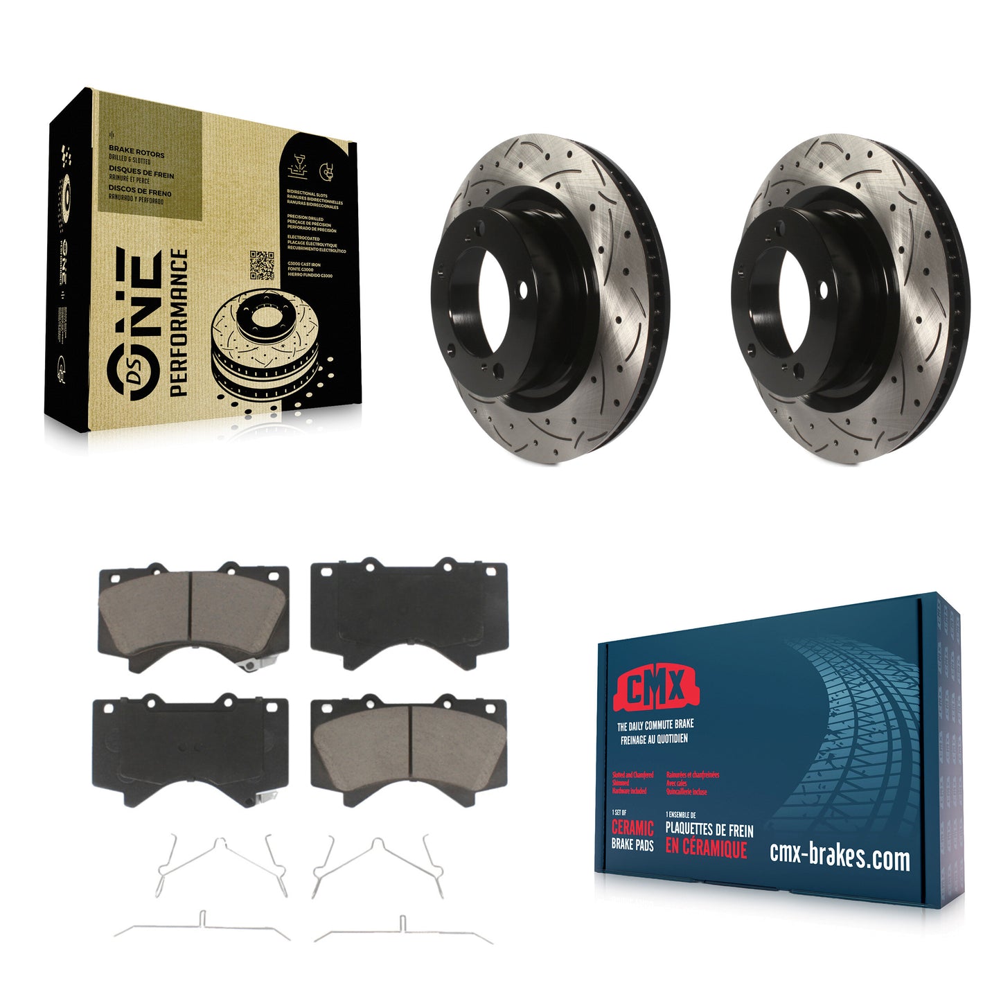 [Avant] Kit de disque (percé rainuré revêtu) et plaquette (céramique) de frein pour Toyota Tundra Sequoia Lexus LX570 Land Cruiser KDC-100013