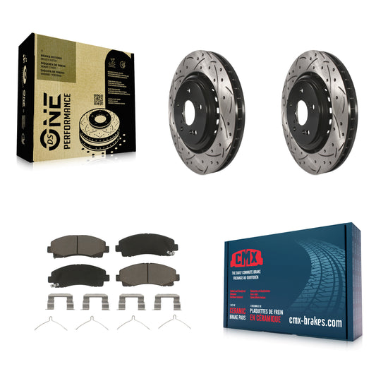 [Avant] Kit de disque (percé rainuré revêtu) et plaquette (céramique) de frein pour 2015-2020 Acura TLX KDC-100015