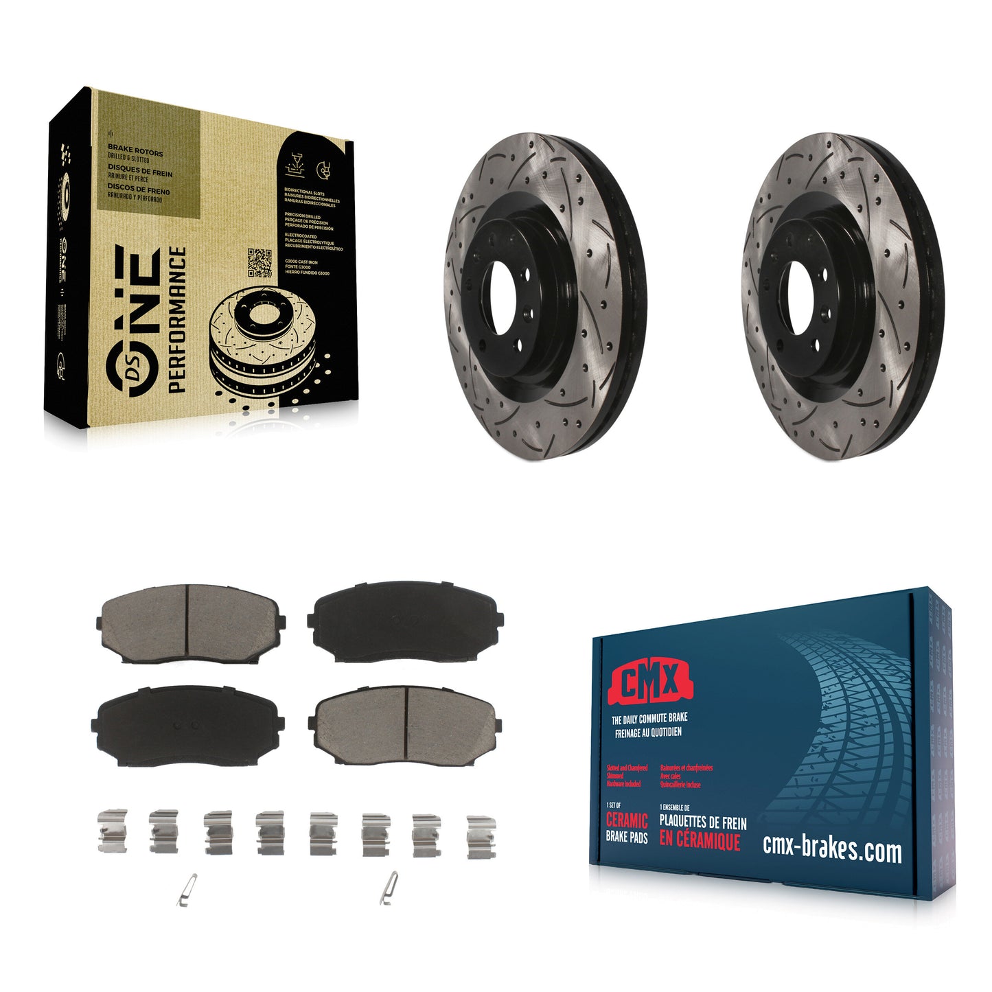 [Avant] Kit de disque (percé rainuré revêtu) et plaquette (céramique) de frein pour Ford Edge Lincoln MKX Mazda CX-9 KDC-100016