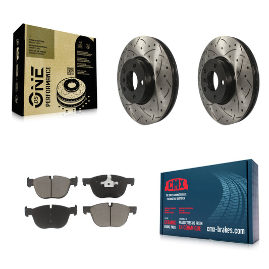 [Avant] Kit de disque (percé rainuré revêtu) et plaquette (céramique) de frein pour BMW X5 X6 KDC-100018
