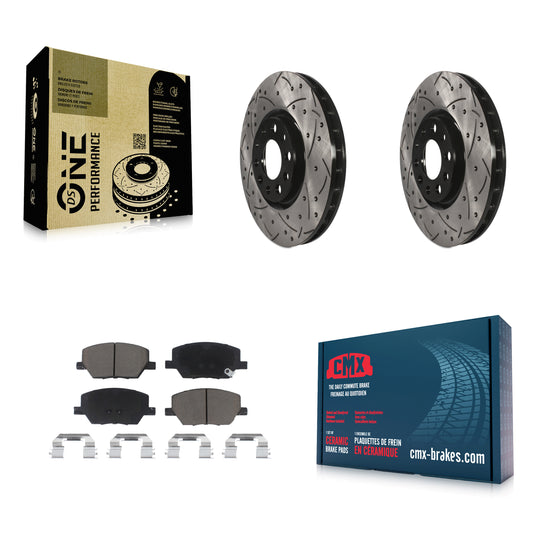 [Avant] Kit de disque (percé rainuré revêtu) et plaquette (céramique) de frein pour Jeep Renegade Compass Fiat 500X KDC-100021