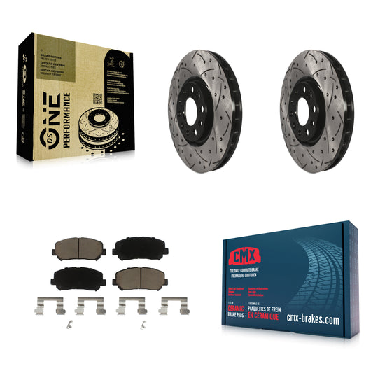 [Avant] Kit de disque (percé rainuré revêtu) et plaquette (céramique) de frein pour Dodge Dart Chrysler 200 KDC-100022