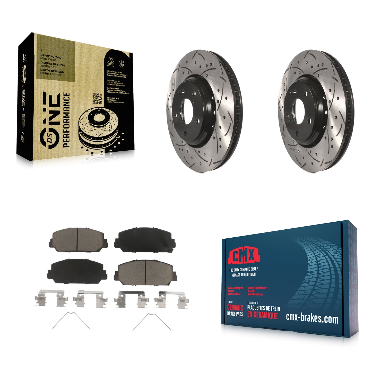 [Avant] Kit de disque (percé rainuré revêtu) et plaquette (céramique) de frein pour Honda Civic Accord Acura ILX KDC-100026