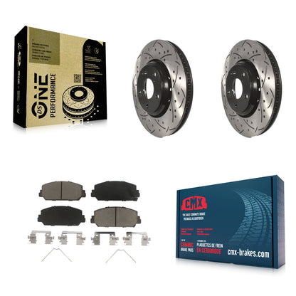 [Avant] Kit de disque (percé rainuré revêtu) et plaquette (céramique) de frein pour Honda Civic Accord Acura ILX KDC-100026