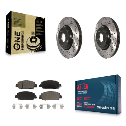 [Avant] Kit de disque (percé rainuré revêtu) et plaquette (céramique) de frein pour 2017 Honda Accord Hybrid EX-L Touring KDC-100027