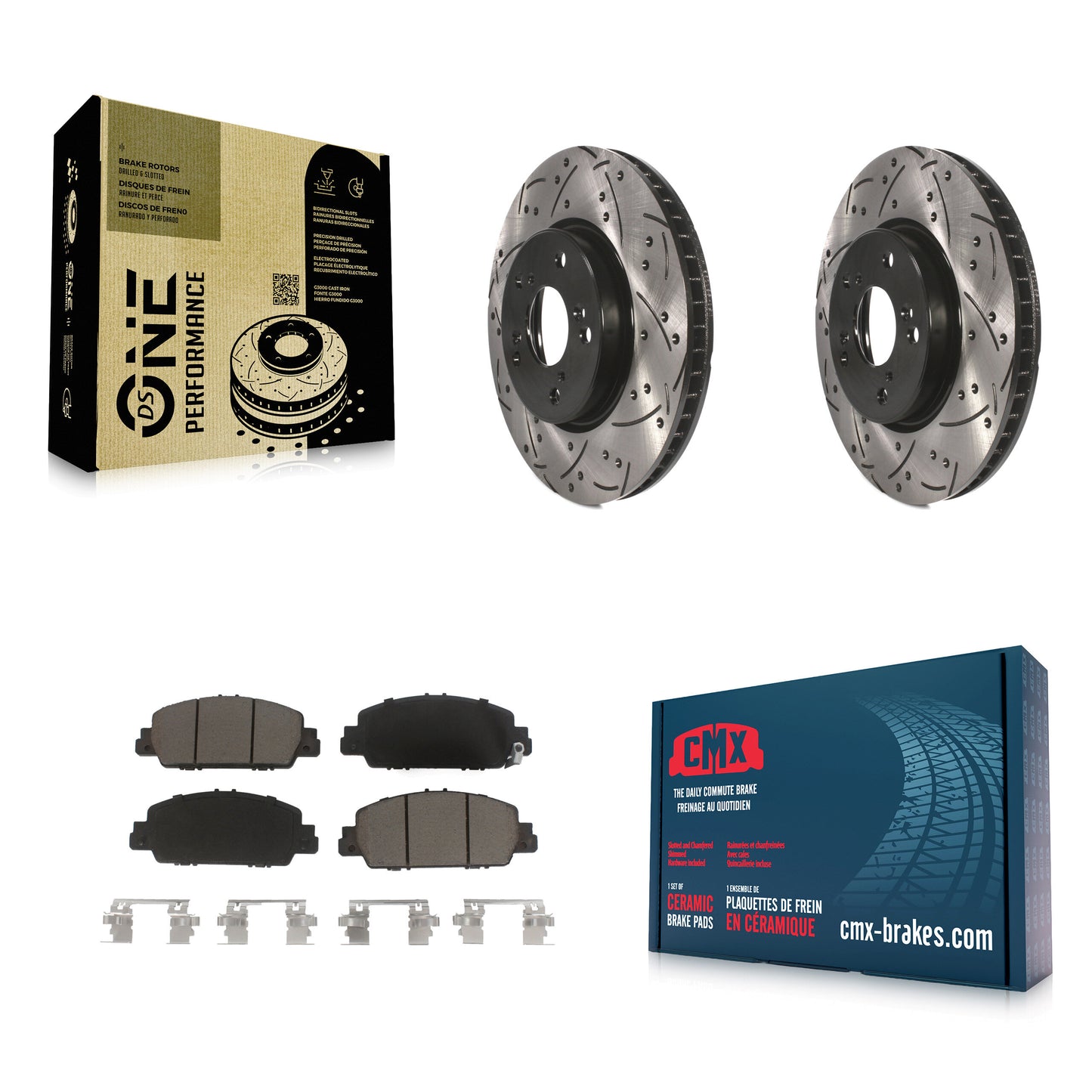 [Avant] Kit de disque (percé rainuré revêtu) et plaquette (céramique) de frein pour Honda Accord KDC-100028