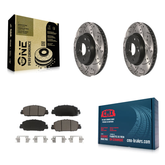 [Avant] Kit de disque (percé rainuré revêtu) et plaquette (céramique) de frein pour Honda Accord KDC-100028