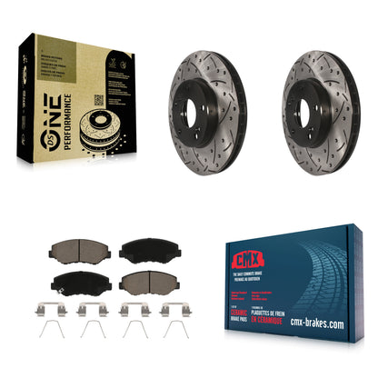 [Avant] Kit de disque (percé rainuré revêtu) et plaquette (céramique) de frein pour Honda Accord Civic Element Fit Acura ILX CR-Z KDC-100029