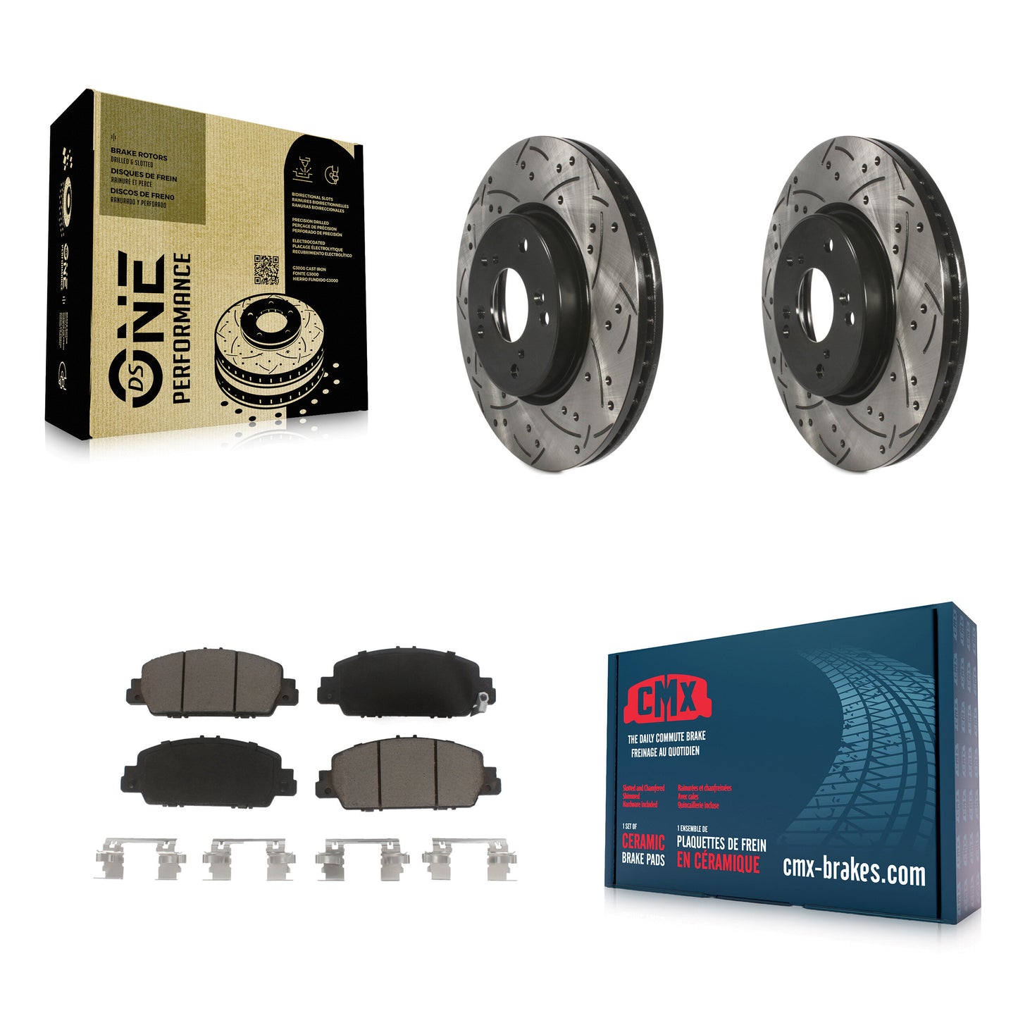 [Avant] Kit de disque (percé rainuré revêtu) et plaquette (céramique) de frein pour Honda Accord HR-V KDC-100030
