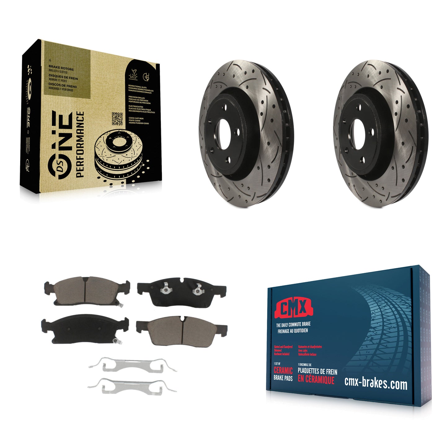 [Avant] Kit de disque (percé rainuré revêtu) et plaquette (céramique) de frein pour Jeep Grand Cherokee Dodge Durango WK KDC-100032