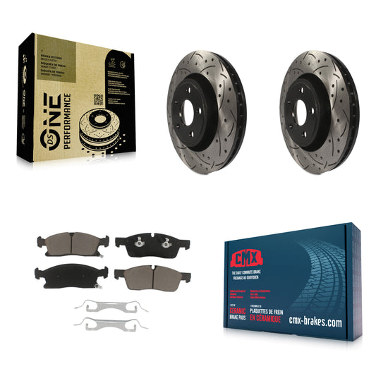 [Avant] Kit de disque (percé rainuré revêtu) et plaquette (céramique) de frein pour Jeep Grand Cherokee Dodge Durango WK KDC-100032