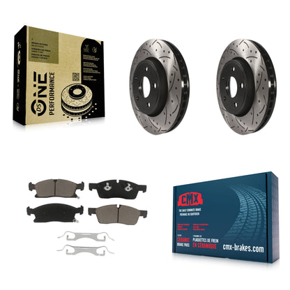 [Avant] Kit de disque (percé rainuré revêtu) et plaquette (céramique) de frein pour Jeep Grand Cherokee Dodge Durango KDC-100033
