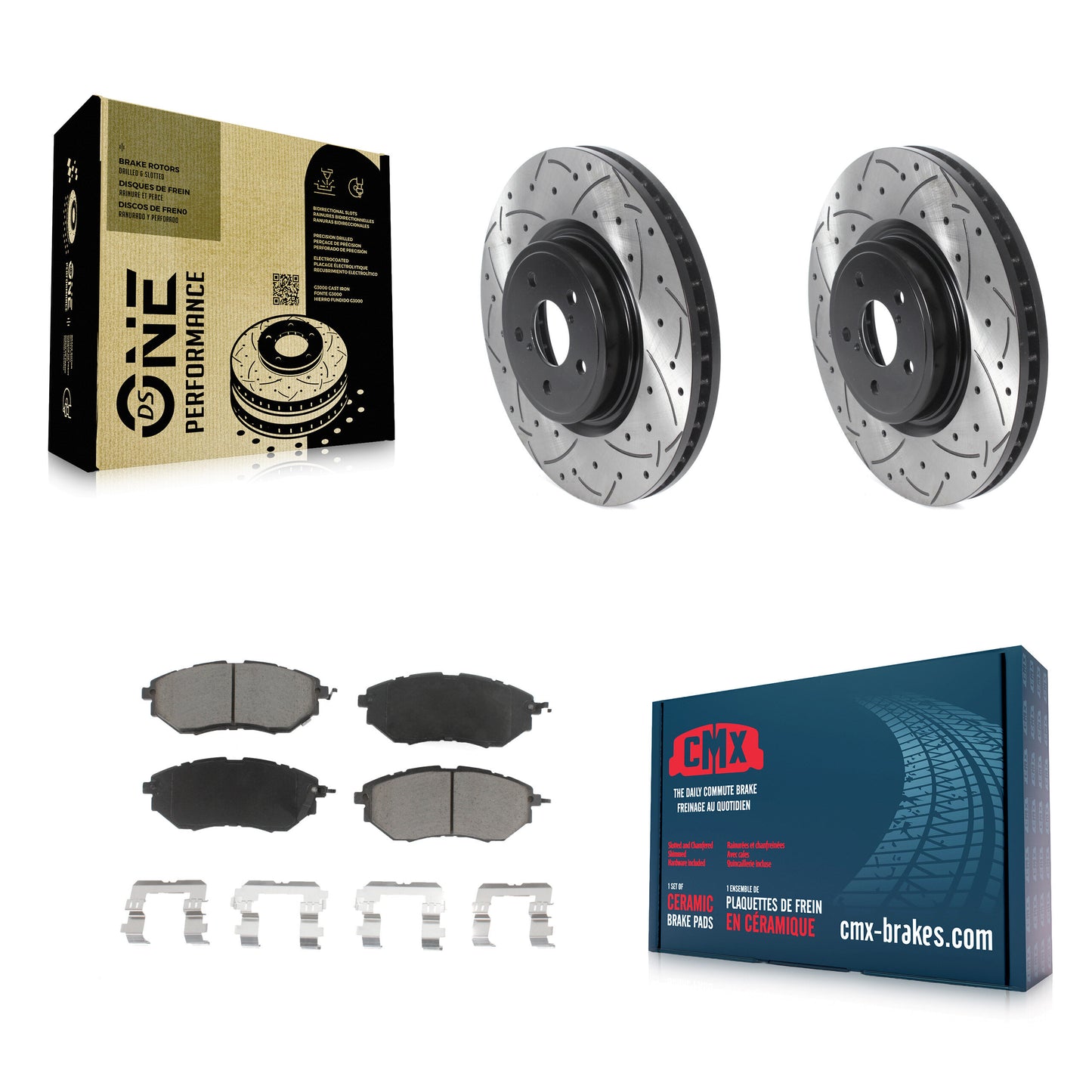[Avant] Kit de disque (percé rainuré revêtu) et plaquette (céramique) de frein pour Subaru Forester Outback Legacy KDC-100035