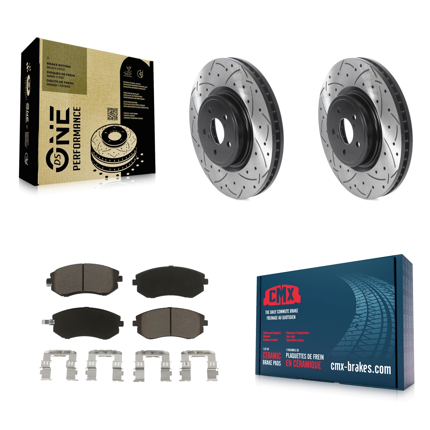 [Avant] Kit de disque (percé rainuré revêtu) et plaquette (céramique) de frein pour Subaru Legacy KDC-100036