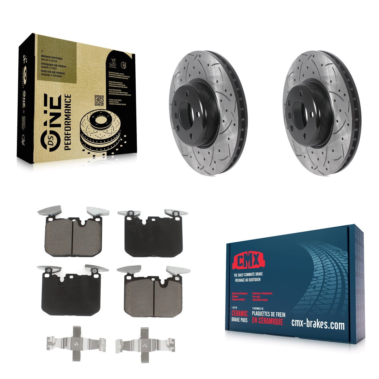 [Avant] Kit de disque (percé rainuré revêtu) et plaquette (céramique) de frein pour BMW 328i 428i 330i xDrive 335i Gran Coupe 228i 440i 340i M240i 435i 230i ActiveHybrid 3 GT KDC-100040