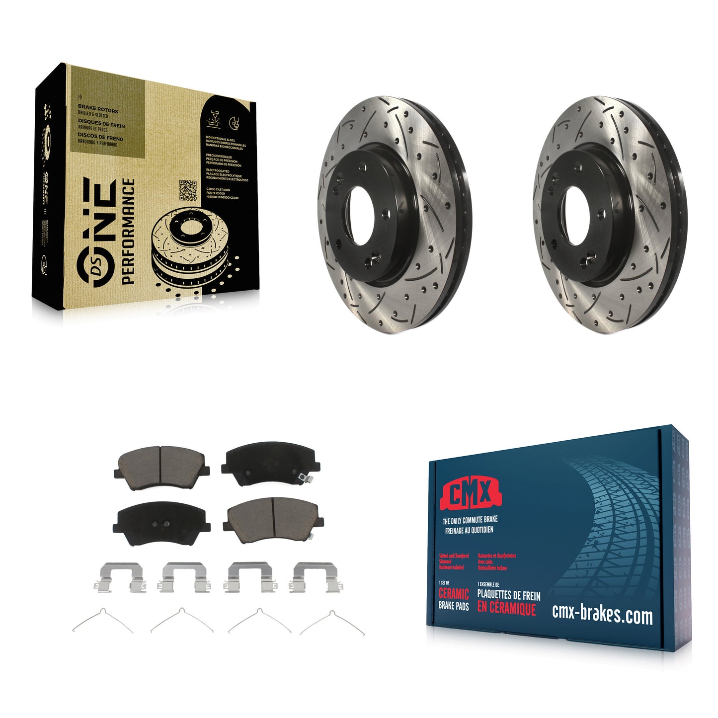 [Avant] Kit de disque (percé rainuré revêtu) et plaquette (céramique) de frein pour Hyundai Elantra KDC-100043