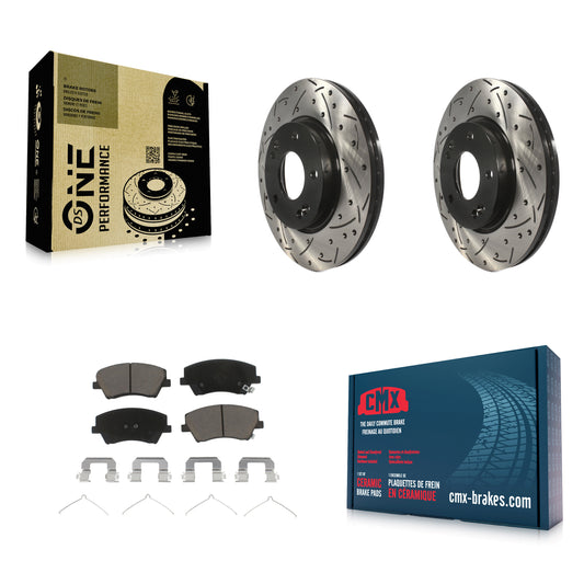 [Avant] Kit de disque (percé rainuré revêtu) et plaquette (céramique) de frein pour Hyundai Elantra KDC-100043