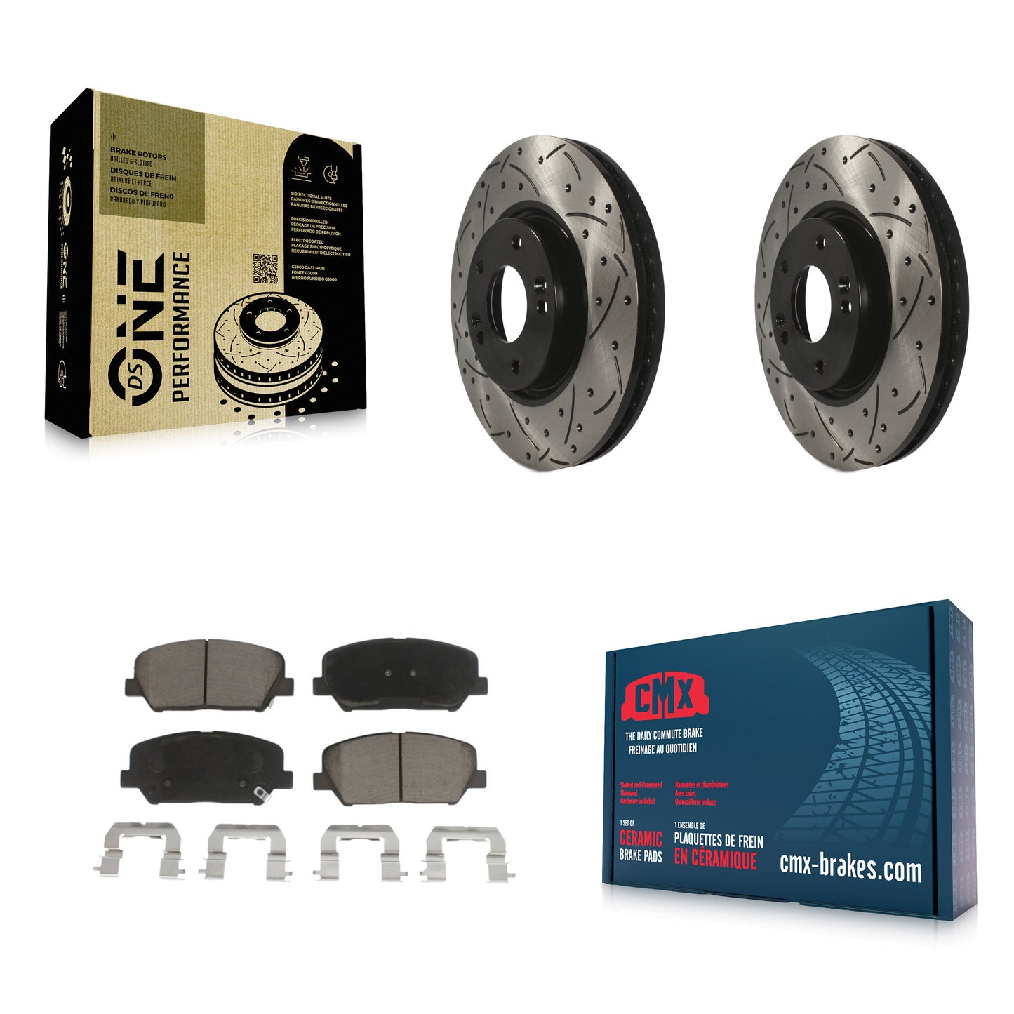[Avant] Kit de disque (percé rainuré revêtu) et plaquette (céramique) de frein pour Kia Forte Forte5 Koup KDC-100046