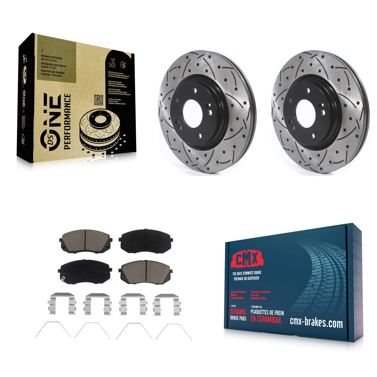 [Avant] Kit de disque (percé rainuré revêtu) et plaquette (céramique) de frein pour Kia Soul Hyundai Kona Elantra GT Veloster Forte Seltos KDC-100049
